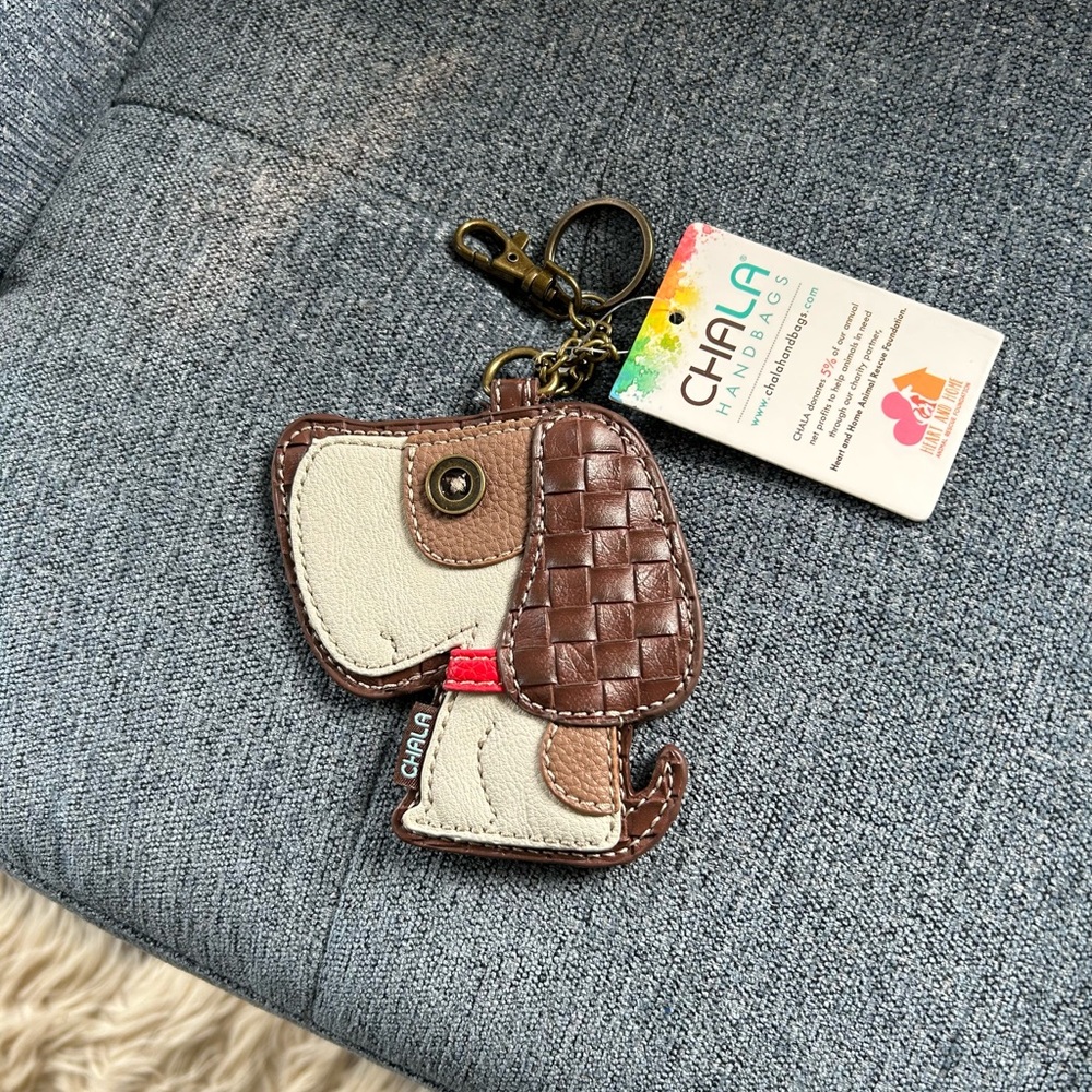 CHALA Brown and Cream Dog Bag Charm/Key Ring NEW